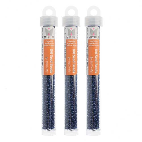 Miyuki Seed Beads Navy Blue Dyed Duracoat - 22g Vials
