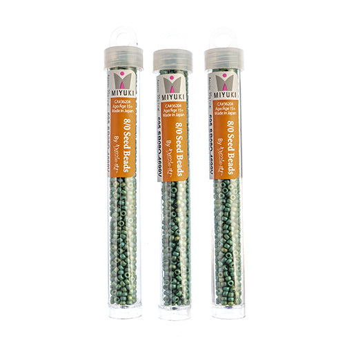 Miyuki Seed Beads  Frosted Glazed/Rainbow Green Pine Matte AB - 22g Vials