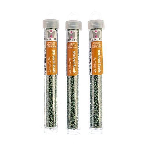 Miyuki Seed Beads Frosted Glazed/Rainbow Green Emerald Matte AB - 22g Vials