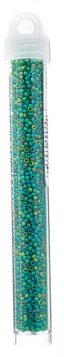Miyuki Seed Beads Transparent Green Rainbow Frost - 22g Vials