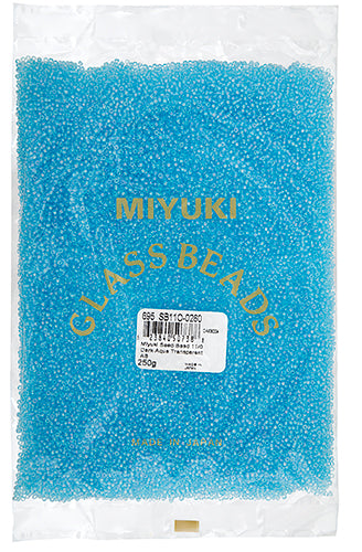 Miyuki Seed Beads Transparent Dark Aqua AB 250g
