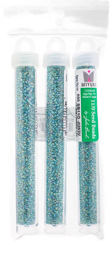 Miyuki Seed Beads Crystal/Sea Green Lined AB - 22g Vials