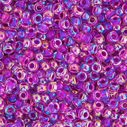 Miyuki Seed Beads Crystal/Magenta AB Lined - 22g Vials