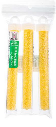 Miyuki Seed Bead 11/0 Pale Yellow Lined-Dyed AB - 22g Vials