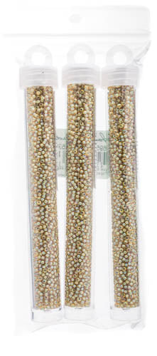 Miyuki Seed Bead 11/0 Light Topaz Pale Blue Lined Luster - 22g Vials