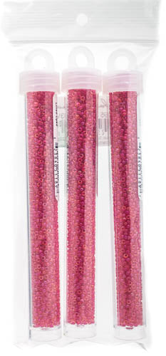 Miyuki Seed Bead 11/0 Light Cranberry AB Lined-Dyed - 22g Vials