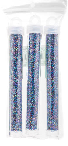 Miyuki Seed Beads Opaque Black/Grey AB Matte - 22g Vials