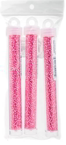 Miyuki Seed Bead 11/0 Medium Rose Silver Lined Opal Dyed Alabaster - 22g Vials