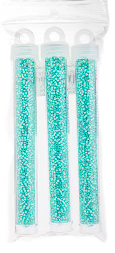 Miyuki Seed Beads Aqua Green Opal Dyed Alabaster Silver Lined - 22g Vials