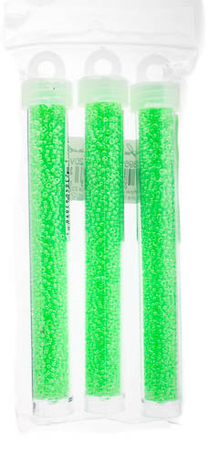Miyuki Seed Bead 11/0 Color Lined Lime Green Luminous Neon Color - 22g Vials