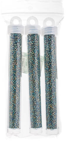 Miyuki Seed Beads Green AB Matte Metallic - 22g Vials