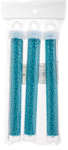 Miyuki Seed Bead 11/0 Turquoise Blue Opaque Matte Luster - 22g Vials