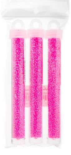 Miyuki Seed Bead 11/0 Color Lined Pink Luminous Neon Color - 22g Vials
