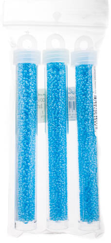 Miyuki Seed Bead 11/0 Color Lined Light Blue Luminous Neon Color - 22g Vials