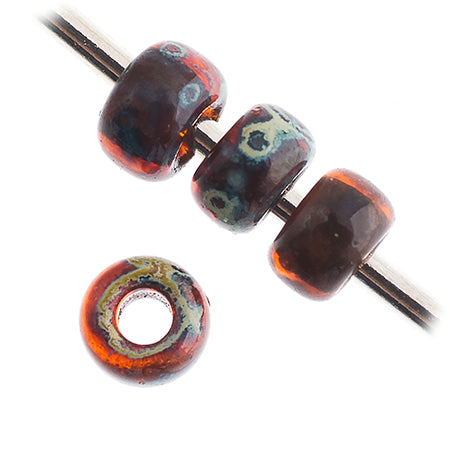 Miyuki Seed Bead 11/0 Transparent Flame Red Picasso - 22g Vials