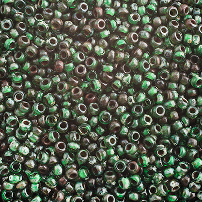 Miyuki Seed Bead 11/0 Transparent Green Picasso - 22g Vials