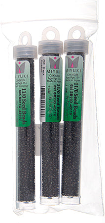Miyuki Seed Bead 11/0 Opaque Black Picasso - 22g Vials