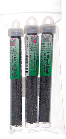 Miyuki Seed Bead 11/0 Opaque Black Picasso - 22g Vials