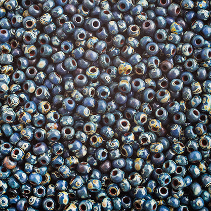 Miyuki Seed Bead 11/0 Opaque Dark Teal Picasso - 22g Vials
