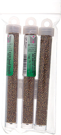 Miyuki Seed Beads Opaque Brown Picasso - 22g Vials