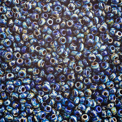 Miyuki Seed Bead 11/0 Opaque Cobalt Picasso - 22g Vials
