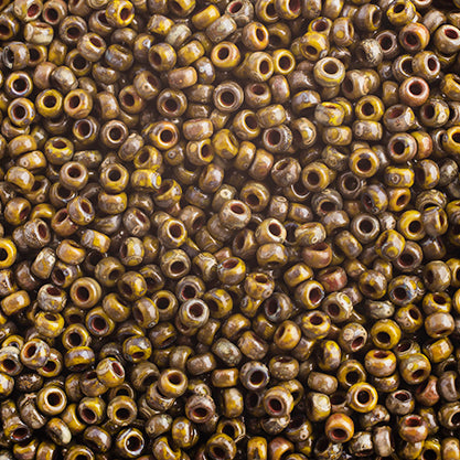 Miyuki Seed Bead 11/0 Opaque Dark Yellow Picasso - 22g Vials