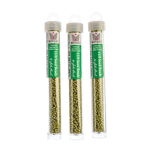 Miyuki Seed Beads Frosted Glazed/Rainbow Green Lime Matte AB - 22g Vials