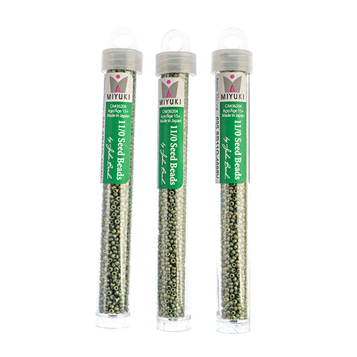 Miyuki Seed Beads Frosted Glazed/Rainbow Green Shamrock Matte AB - 22g Vials