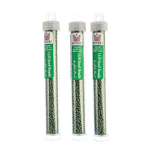 Miyuki Seed Beads Frosted Glazed/Rainbow Green Emerald Matte AB - 22g Vials