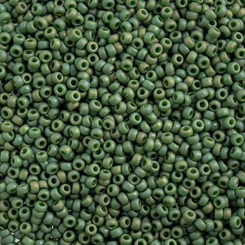 Miyuki Seed Beads Frosted Glazed/Rainbow Green Emerald Matte AB - 22g Vials