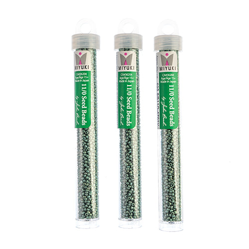 Miyuki Seed Beads Frosted Glazed/Rainbow Green Mint Matte AB - 22g Vials