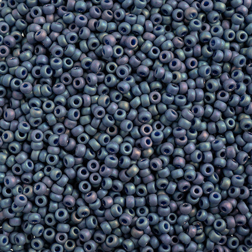Miyuki Seed Beads Frosted Glazed/Rainbow Navy Blue Matte AB - 22g Vials