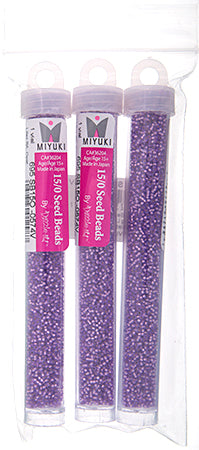 Miyuki Seed Bead Lilac Opal Dyed Alabaster Silver Lined - 22g Vials