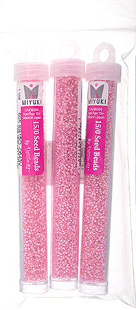 Miyuki Seed Beads Pink Dyed Alabaster Silver Lined - 22g Vials