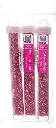 Miyuki Seed Beads Dark Rose Dyed Alabaster Silver Lined - 22g Vials