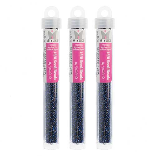 Miyuki Seed Bead Duracoat Silver Lined Navy Blue Dyed - 22g Vials