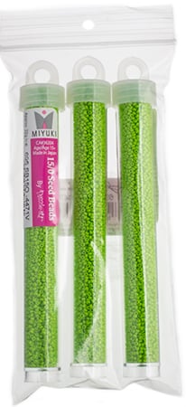 Miyuki Seed Beads Bright Lime Opaque Duracoat - 22g Vials