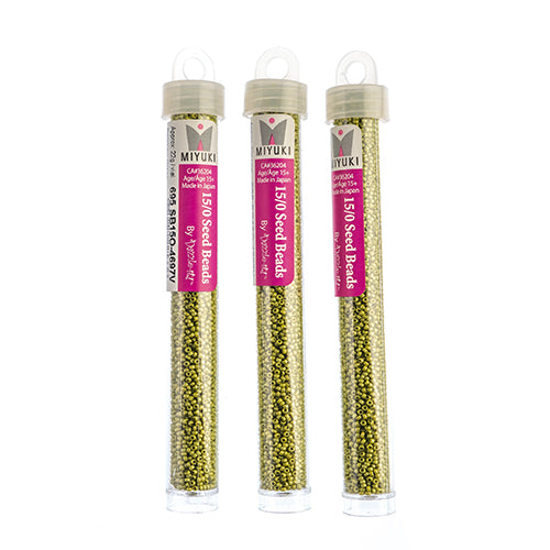 Miyuki Seed Beads Frosted Glazed/Rainbow Green Lime Matte AB - 22g Vials
