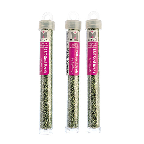 Miyuki Seed Beads Frosted Glazed/Rainbow Green Shamrock Matte AB - 22g Vials