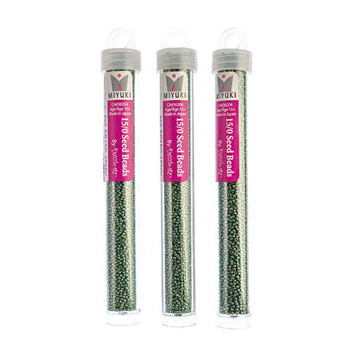 Miyuki Seed Beads  Frosted Glazed/Rainbow Green Pine Matte AB - 22g Vials
