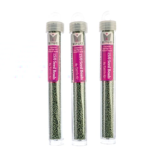 Miyuki Seed Beads Frosted Glazed/Rainbow Green Emerald Matte AB - 22g Vials