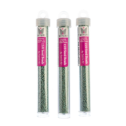 Miyuki Seed Beads Frosted Glazed/Rainbow Green Mint Matte AB - 22g Vials