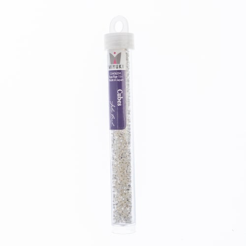 Miyuki Square/Cube Beads 1.8mm Crystal Silverlined - apx 20g Vial