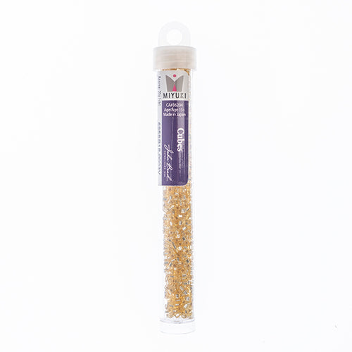 Miyuki Square/Cube Beads 1.8mm Gold Silverlined - apx 20g Vial