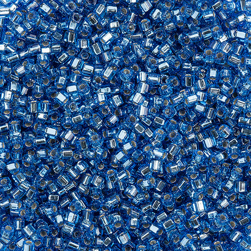 Miyuki Square/Cube Beads 1.8mm Sapphire Silverlined - apx 20g Vial