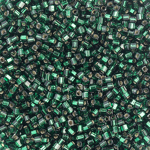 Miyuki Square/Cube Beads 1.8mm Dark Green Silverlined - apx 20g Vial