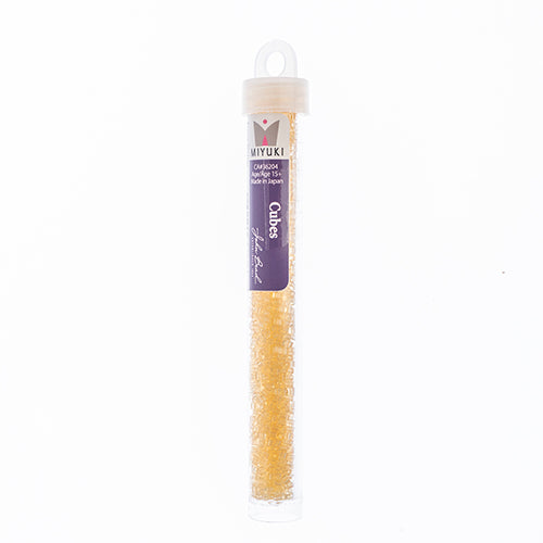 Miyuki Square/Cube Beads 1.8mm Light Topaz Transparent AB Matte - apx 20g Vial