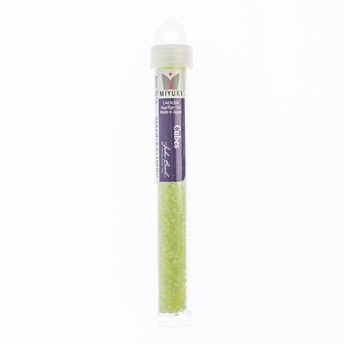 Miyuki Square/Cube Beads 1.8mm Chartreuse Transparent AB Matte - apx 20g Vial