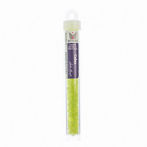 Miyuki Square/Cube Beads 1.8mm Chartreuse Transparent - apx 20g Vial