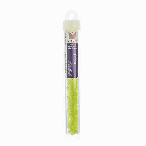 Miyuki Square/Cube Beads 1.8mm Chartreuse Transparent - apx 20g Vial